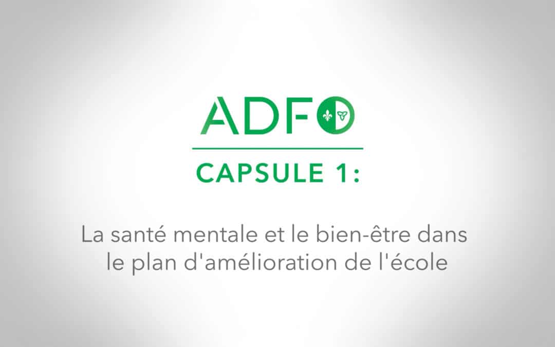La santé mentale et le bien-être dans le plan d’amélioration de l’école
