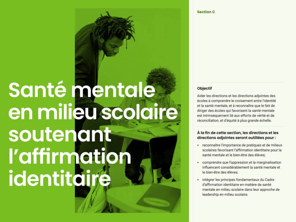 Santé mentale en milieu scolaire soutenant l’affirmation identitaire