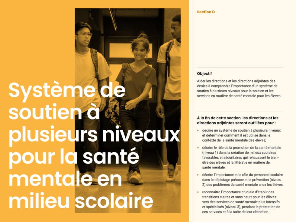 Système de soutien à plusieurs niveaux pour la santé mentale en milieu scolaire